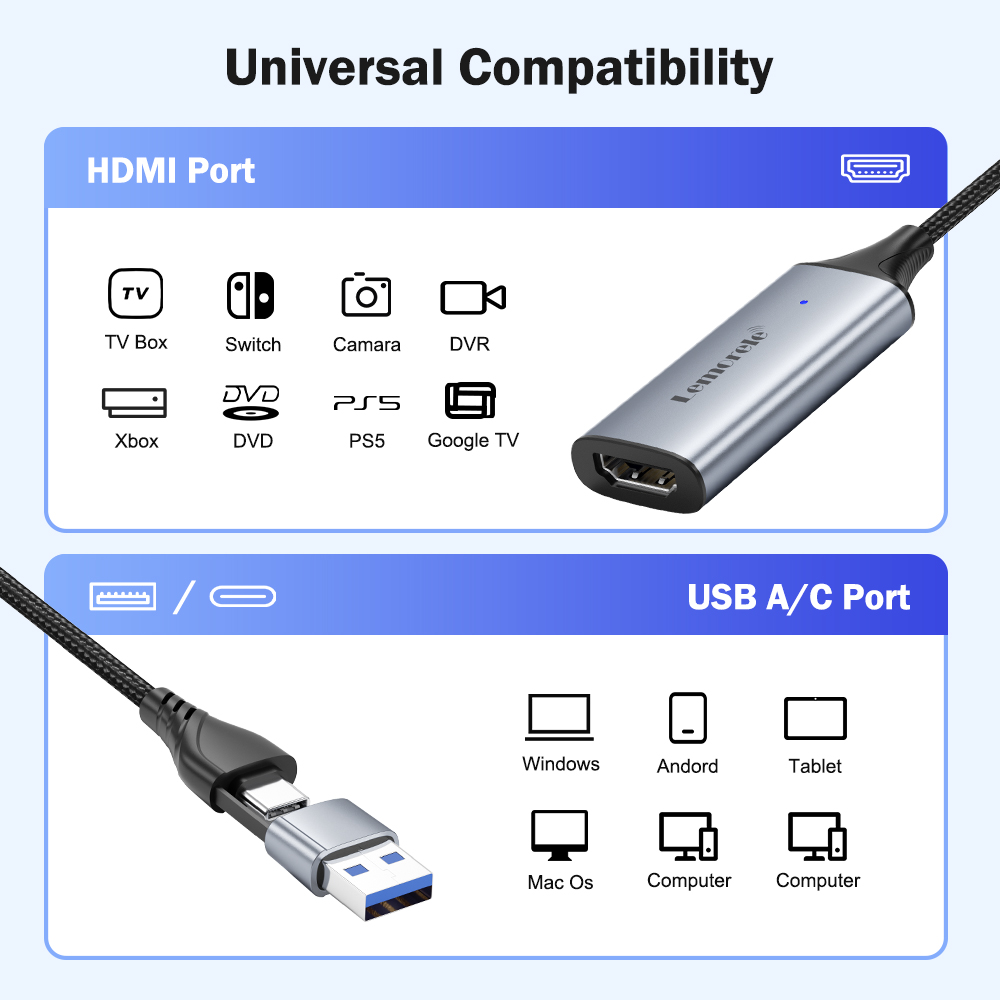 Lemorele USB 2.0 비디오 캡처 카드 HDM - Pc Gaming Game 리뷰 및 가격