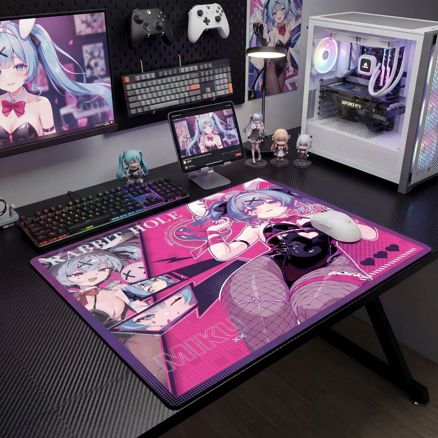 하츠네 미쿠 래빗홀 초대형 게이밍 마우스 패드 애니메이 - Pc Gaming Hatsune Miku 리뷰 및 가격
