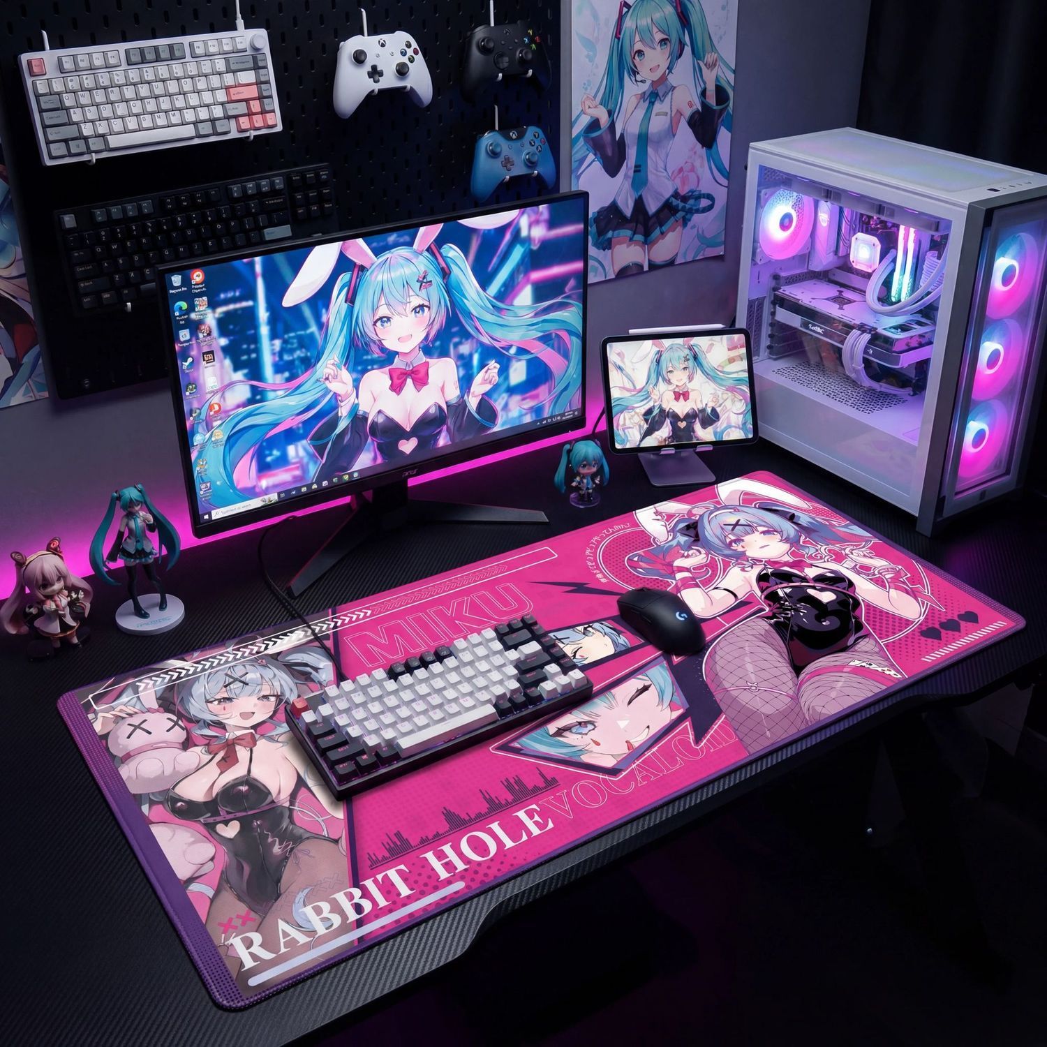 하츠네 미쿠 래빗홀 초대형 게이밍 마우스 패드 애니메이 - Pc Gaming Hatsune Miku 리뷰 및 가격